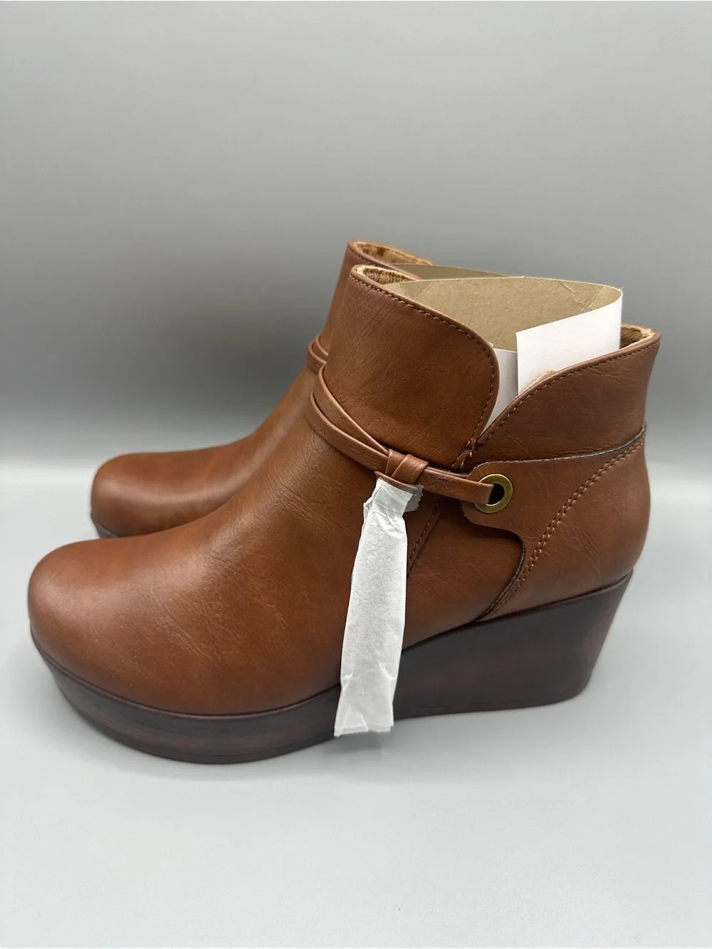 BOC By Born Faux Leather Zip Wedges Boots Women’s Size 9M Brown